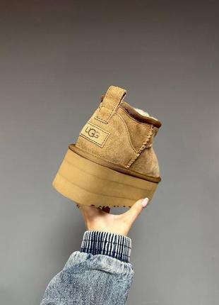 Зимові уггі ugg ultra mini platform chestnut premium3 фото