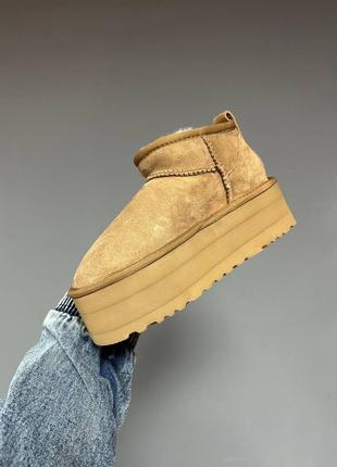 Зимові уггі ugg ultra mini platform chestnut premium4 фото