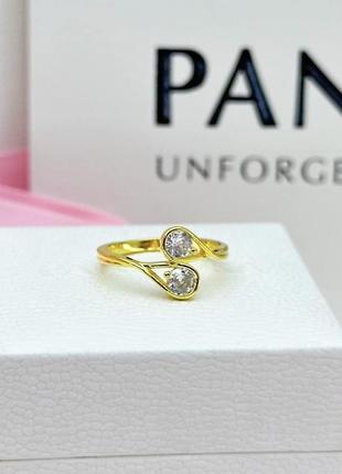 Серебряная кольца «блестящая нежность» в позолоте shine pandora