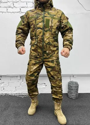 Тактичний зимовий костюм мультикам softshell, армійський зимовий костюм hydra подвійний фліс мультик1 фото