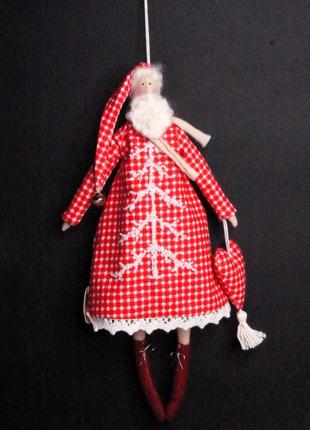 Санта клаус в стиле тильда, рождественская кукла6 фото