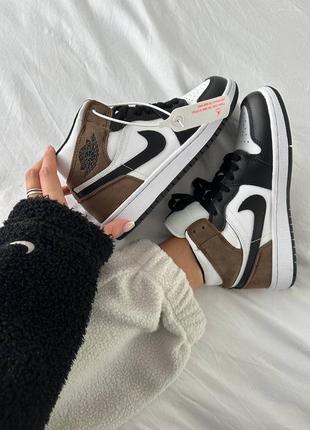 Зимові кросівки nike air jordan retro 1 high «dark mocha» fur