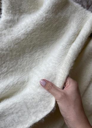 Кардиган довгий молочний пушистий білий максі кардіган пальто