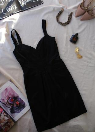 Брендовое атласное платье черная коктальная от warehouse люкс качество6 фото