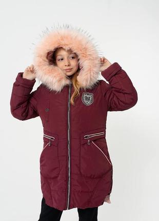 Дитяча зимова курточка для дівчинки (масала)3 фото