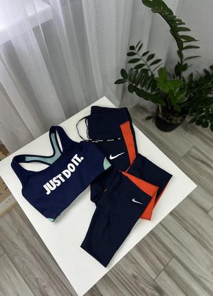 Топ спортивный комплект для спорта в зал топ и лосины леггинсы женский nike1 фото