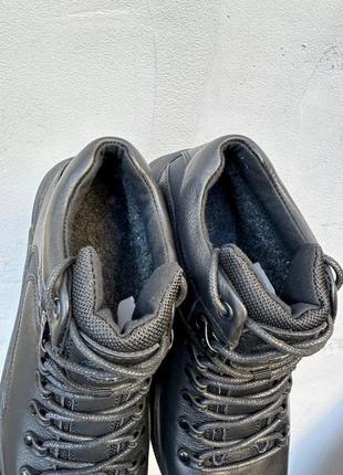 Зимові чорні якісні зручні чоловічі черевики шкіряні на вовні,шкіра-чоловіче взуття на зиму3 фото