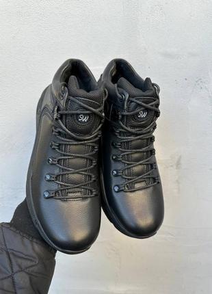 Зимові чорні якісні зручні чоловічі черевики шкіряні на вовні,шкіра-чоловіче взуття на зиму2 фото
