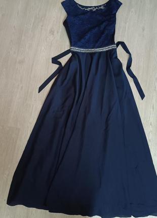 Платье длинное синее