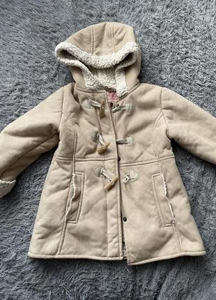 Дубленка для девочки бежевая 4 года