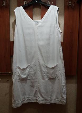 Белоснежное платье лён+вискоза