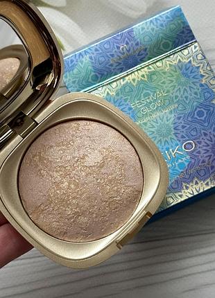 Хайлайтер kiko milano festival glow baked highlighter запеченный хайлайтер с шелковистой текстурой