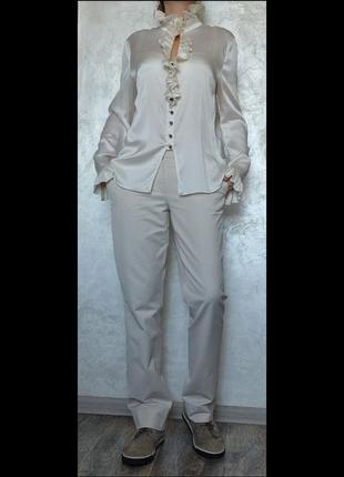 Светлые белые классические прямые брюки marc aurel3 фото