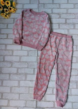 Махровая пижама на девочку розовая с сердечками george