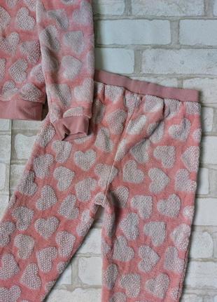 Махровая пижама на девочку розовая с сердечками george6 фото