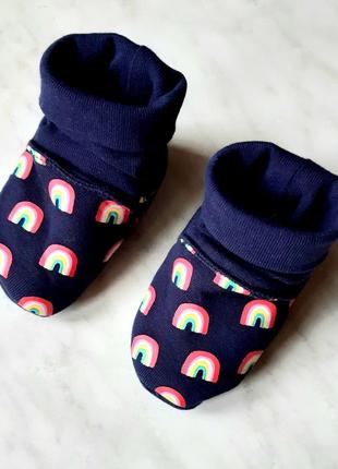 Пінетки next сині щільні трикотажні веселка на 0-3 місяці