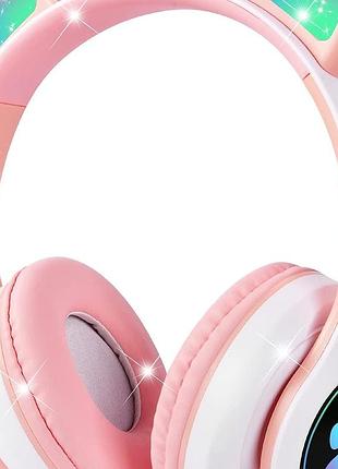Наушники большие mp3 + bluetooth gerlax h8p led ушки розовые
