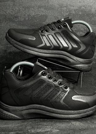 Недорогі нубукові чоловічі кросівки в стилі адідас adidas демісезонні чорні4 фото