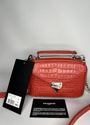 Кожаная сумка с длинным ремешком цепочкой the kooples barbara в красном цвете🔥5 фото