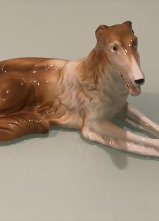 Фарфоровая статуэтка собака фарфор royal dux чехия русская борзая (большая)