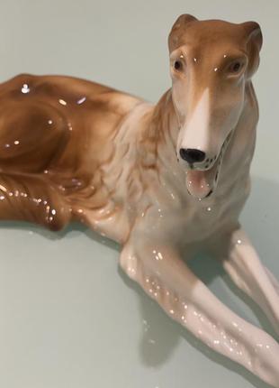 Фарфоровая статуэтка собака фарфор royal dux чехия русская борзая (большая)2 фото