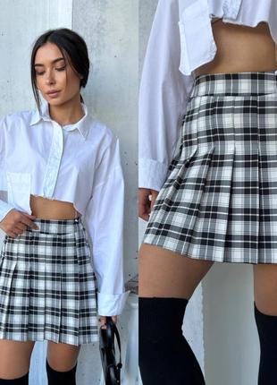 Юбка клетка мини плиссе