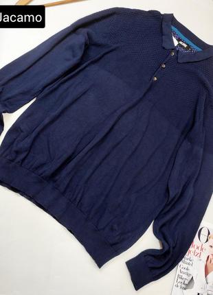 Джемпер чоловічий светр синього кольору з воротом від бренду jacamo xxl