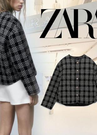 🖤твидовый пиджак куртка zara утепленная