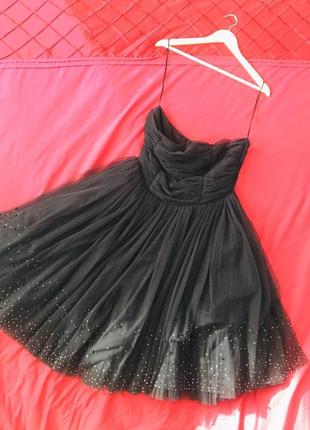 Коктельна/вечірня сукня-пачка naf-naf з розсипом та стразами на новий рік5 фото
