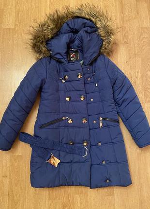 Зимове пальто на дівчинку, 6-8 років