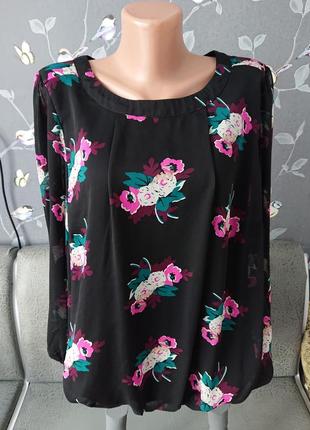 Женская блуза в цветы блузка блузочка большой размер батал 50 /52