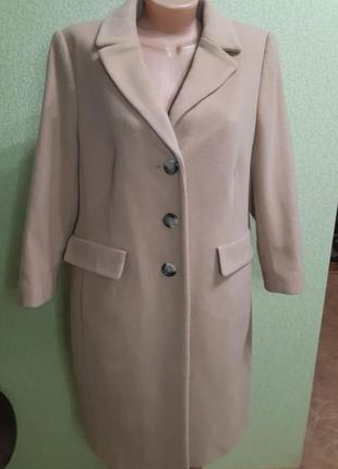 Кашемировое пальто бежевого цвета шерсть и кашемир3 фото