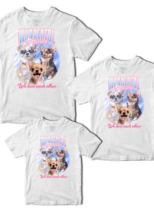 Футболки фемили лук family look для всей семьи "wonderful family dogs "push it