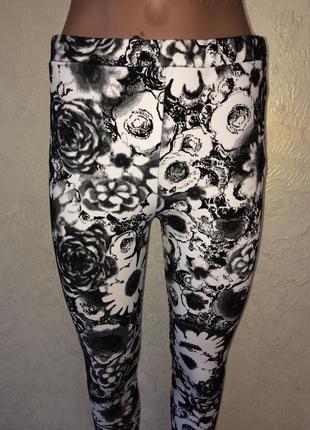 Шикарные черно-белые лосины с высокой посадкой!5 фото