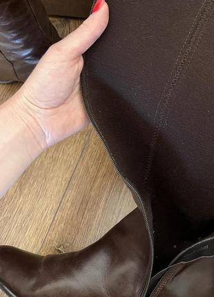 Сапоги стильные кожаные на устойчивом каблуке, цвет коричневый zara 37 размер2 фото