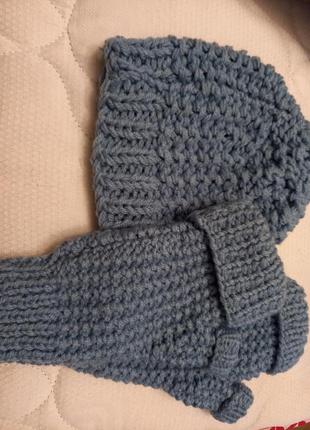 Набір шапка + блакитні рукавички нові7 фото
