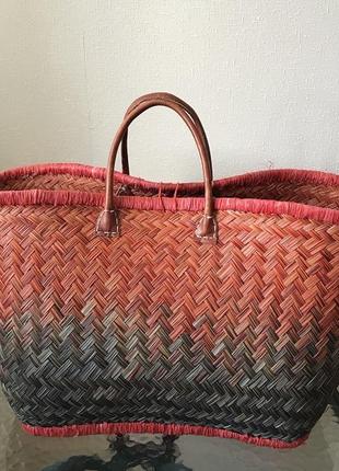 Пляжна сумка le comptoir de la plage aravola marche gm bicolore rouge 0013 фото