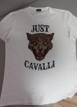 Just cavalli оригинал белоснежная футболка с принтом.1 фото