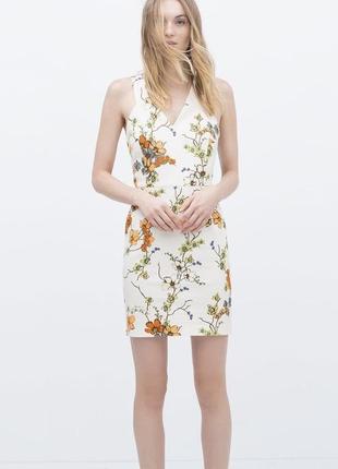 Белое платье zara xs платье в цветочный принт короткое платье зара платье футляр