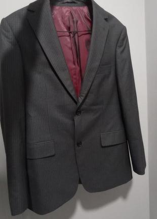Серый пиджак оверсайз в полоску унисекс мужской турецкий2 фото