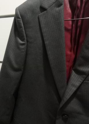 Серый пиджак оверсайз в полоску унисекс мужской турецкий4 фото