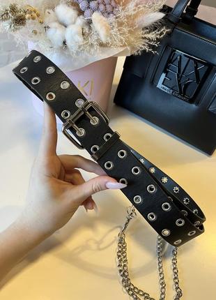 Трендовий жіночий ремінь з дірочками з ланцюжком