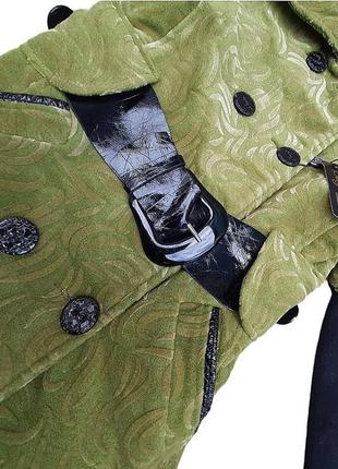 Пальто женское exclusive деми р42/xs черно- зеленое3 фото