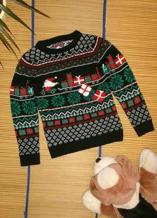 Джемпер свитер новогодний для мальчика 7-8лет1 фото