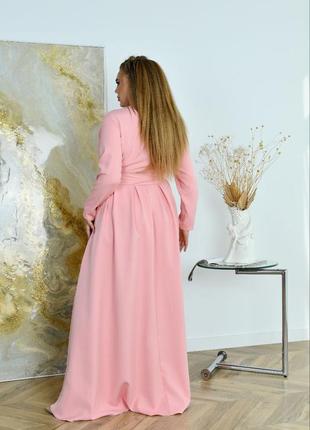 Роскошное вечернее длинное платье на запах большого размера батал мокко коричневое чёрное розовое пудровое бордовое с декольте расклешённое5 фото