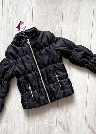 Чорна осіння демісезонна куртка для дівчинки piazza italia італія1 фото