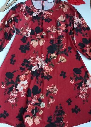 Красное платье миди с цветочным принтом 52 50 размер новое yours london8 фото