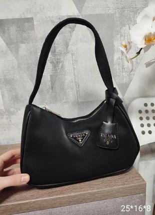 Сумка нейлон женская сумка черная в стиле prada прада8 фото
