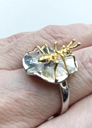 Новое, стильное кольцо "мураха, серебро 925, тайланд, р. 17,54 фото