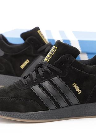 Зимові чоловічі замшеві кросівки з хутром в стилі adidas iniki 🆕 зимові адідас